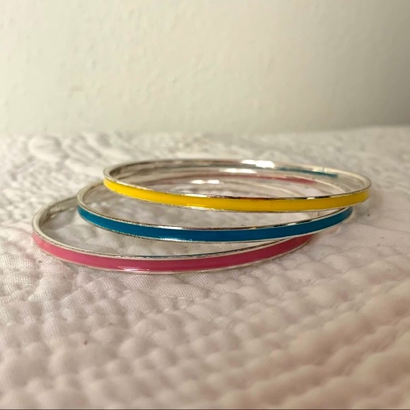 Jewelry - Pink Blue & Yellow Silver Structured Bracelets |OS